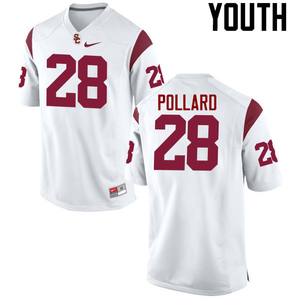 Youth #28 C.J. Pollard USC Trojans College Football Jerseys-White